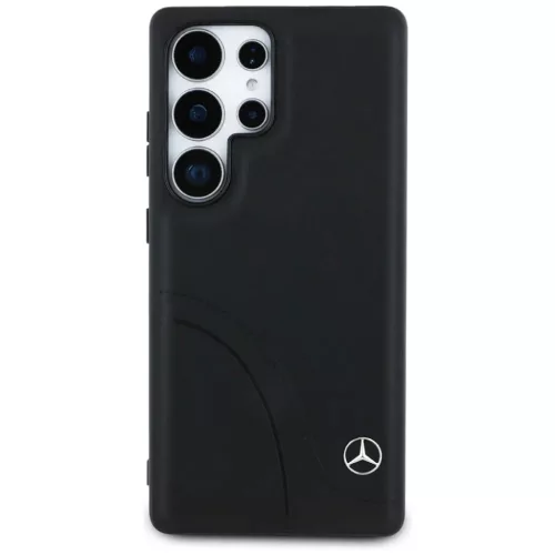 Mercedes Bőr Ívelt Varrások Tok Samsung Galaxy S25 Ultra - Fekete Tok