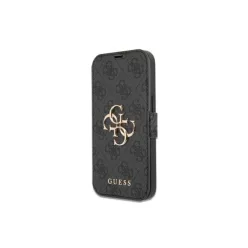   iPhone 13 Pro Max Guess PU 4G Metal Logo fliptok szürke (GUBKP13X4GMGGR)