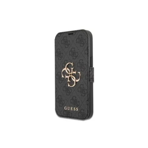 iPhone 13 Pro Max Guess PU 4G Metal Logo fliptok szürke (GUBKP13X4GMGGR)