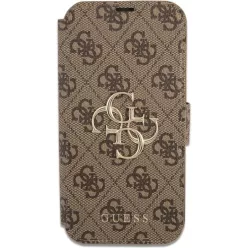   iPhone 13 Pro Max Guess PU 4G Metal Logo fliptok barna (GUBKP13X4GMGBR)