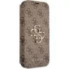 iPhone 13 Pro Max Guess PU 4G Metal Logo fliptok barna (GUBKP13X4GMGBR)