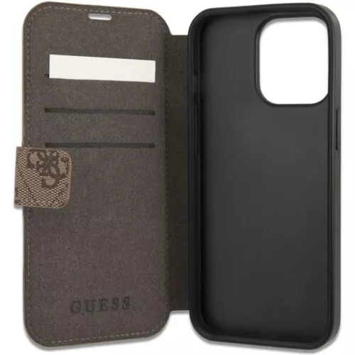 iPhone 13 Pro Max Guess PU 4G Metal Logo fliptok barna (GUBKP13X4GMGBR)
