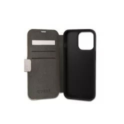   iPhone 13 Pro Max Guess PU 4G Metal Logo fliptok rózsaszín (GUBKP13X4GMGPI)