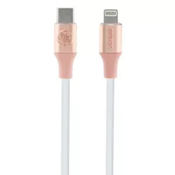   Guess Lightning USB-C kábel 1.5m Gyors Töltés rózsaszín dombornyomott logó