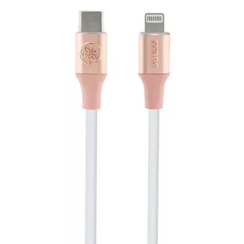 Guess Lightning USB-C kábel 1.5m Gyors Töltés rózsaszín dombornyomott logó