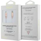 Guess Lightning USB-C kábel 1.5m Gyors Töltés rózsaszín dombornyomott logó