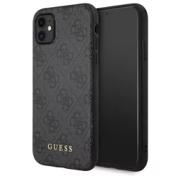   Guess GUHCN61G4GFGR iPhone 11 6,1" szürke tok 4G Metal Gold Logo