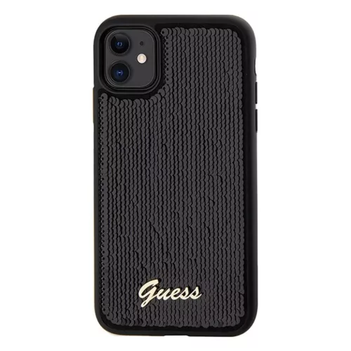 GUESS tok IPHONE 11 GUHCN61PSFDGSK (Sequin Script Metal) fekete tok