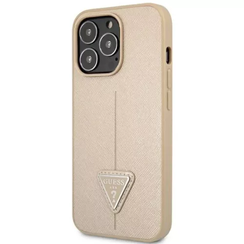 Guess GUHCP14XPSATLE iPhone 14 Pro Max 6,7" beige / bézs tok SaffianoTriangle Logo