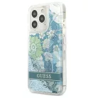 Guess GUHCP13XLFLSN iPhone 13 Pro Max 6.7" zöld/zöld kemény tok Flower Liquid Glitter