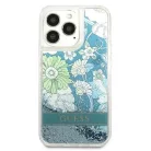 Guess GUHCP13XLFLSN iPhone 13 Pro Max 6.7" zöld/zöld kemény tok Flower Liquid Glitter