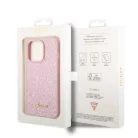 iPhone 14 Pro Max Guess PC/TPU Glitter Flakes Metal Logo tok rózsaszín (GUHCP14XHGGSHP)