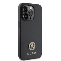   iPhone 15 Pro Guess PU 4G Strass Metal Logo tok fekete (GUHCP15LPS4DGPK)