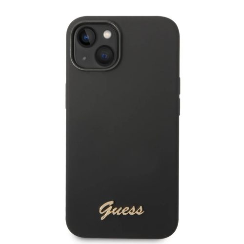 iPhone 14 Plus Guess Liquid Silicone Metal Logo tok fekete (GUHCP14MSLSMK)