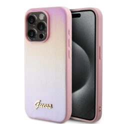  Guess PU bőrtok Iridescent Metal Script iPhone 15 Pro Max Pink tok
