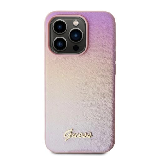 Guess PU bőrtok Iridescent Metal Script iPhone 15 Pro Max Pink tok