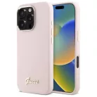 iPhone 16 Pro 6.3" pink/pink Guess GUHCP16LSMBSLP szilikon tok Script Metal Logo & Keret
