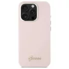 iPhone 16 Pro 6.3" pink/pink Guess GUHCP16LSMBSLP szilikon tok Script Metal Logo & Keret