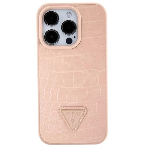 Guess GUHCP15XPCRTHCP iPhone 15 Pro Max pink/pink keménytok Croco Triangle Metal Logo