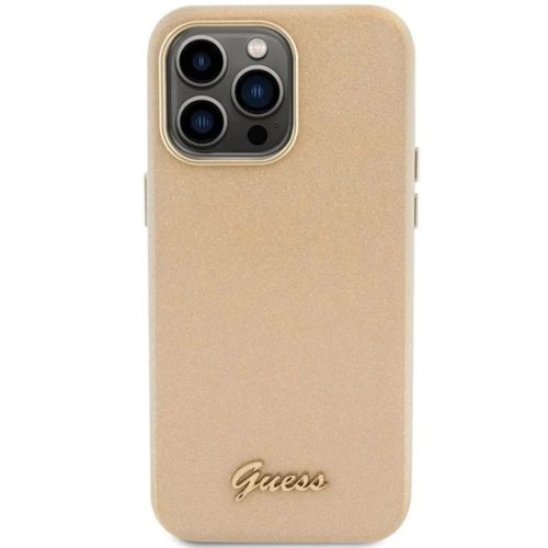 Guess Glitter Glossy Script tok iPhone 15 Pro Max - arany