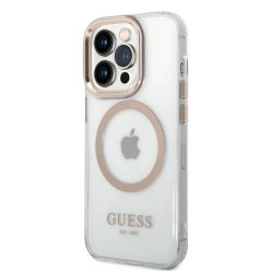   iPhone 14 Pro Guess Transparent MagSafe kompatibilis tok arany (GUHMP14LHTRMD)