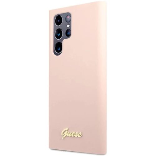 Guess GUHCS23LLSLMGPP S23 Ultra S918 pink/pink hardcase Silicone Script Metal Logo tok
