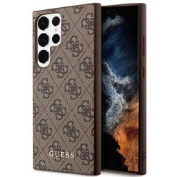   Guess GUHCS23LG4GFBR S23 Ultra S918 barna/barna kemény tok 4G Arany Logó