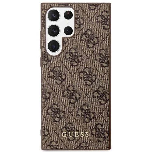 Guess GUHCS23LG4GFBR S23 Ultra S918 barna/barna kemény tok 4G Arany Logó