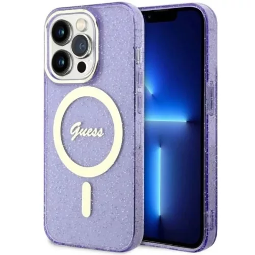 Guess GUHMP14XHCMCGU iPhone 14 Pro Max 6.7" lila/kemény tok Glitter Gold MagSafe