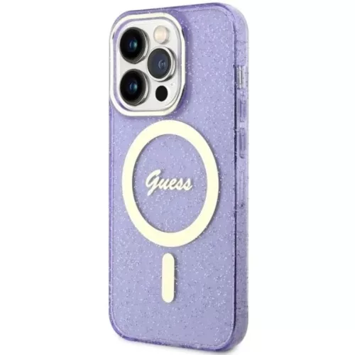 Guess GUHMP14XHCMCGU iPhone 14 Pro Max 6.7" lila/kemény tok Glitter Gold MagSafe