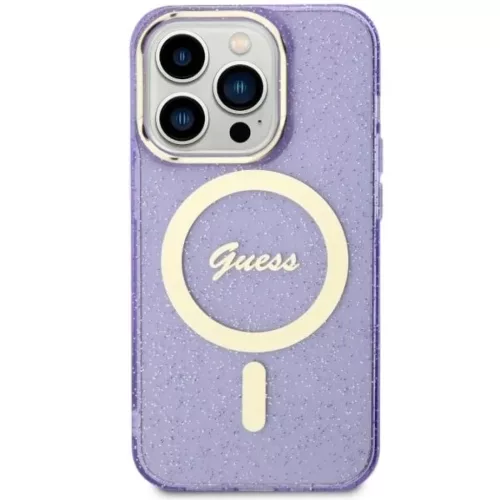 Guess GUHMP14XHCMCGU iPhone 14 Pro Max 6.7" lila/kemény tok Glitter Gold MagSafe