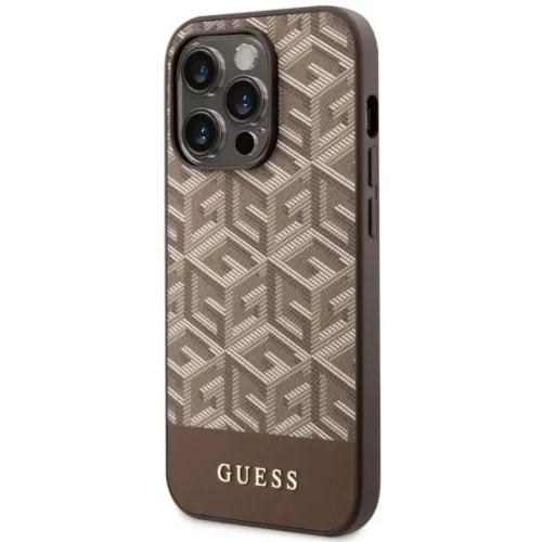 Guess GUHMP14XHGCFSEW iPhone 14 Pro Max 6.7" barna/barna kemény tok GCube Stripes MagSafe tok