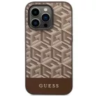 Guess GUHMP14XHGCFSEW iPhone 14 Pro Max 6.7" barna/barna kemény tok GCube Stripes MagSafe tok