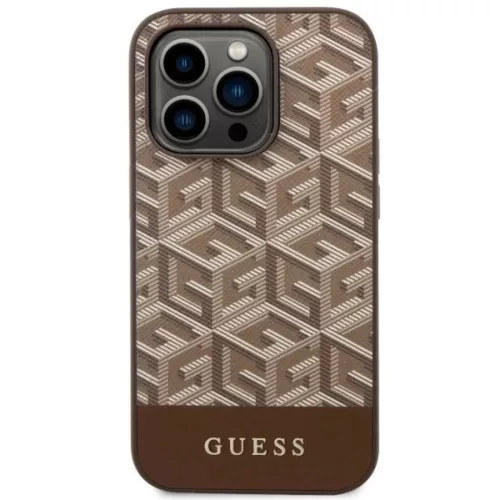 Guess GUHMP14XHGCFSEW iPhone 14 Pro Max 6.7" barna/barna kemény tok GCube Stripes MagSafe tok