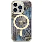 Guess GUHMP14XHLEOPWB iPhone 14 Pro Max 6.7" kék/kék keménytok Leopard MagSafe tok
