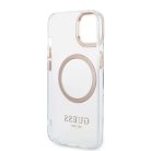 iPhone 14 Plus Guess Transparent MagSafe kompatibilis tok arany (GUHMP14MHTRMD)
