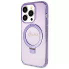 Guess Ring Stand Script Glitter MagSafe tok iPhone 14 Pro Max - lila