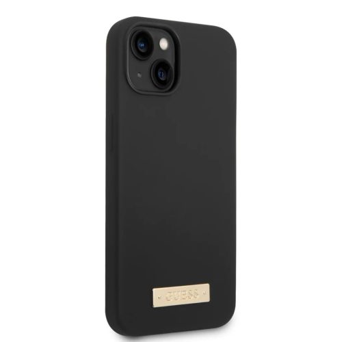 iPhone 14 Plus Guess Silicone Metal Logo MagSafe kompatibilis tok fekete (GUHMP14MSBPLK)