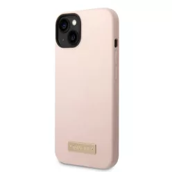   Guess Silicone Metal Logo MagSafe kompatibilis tok iPhone 14 Plus rózsaszín