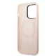 iPhone 14 Pro Max Guess Silicone Metal Logo MagSafe kompatibilis tok rózsaszín (GUHMP14XSBPLP)