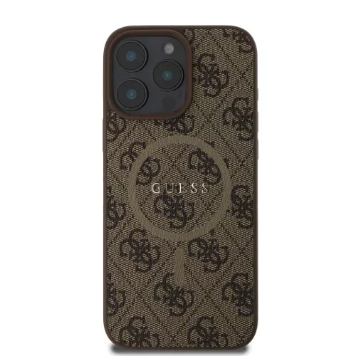 iPhone 16 Pro Barna Guess PU Leather 4G Colored Ring MagSafe tok