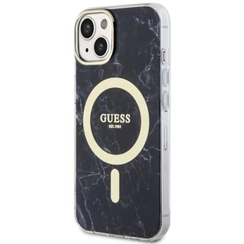 Guess GUHMP14MPCUMAK iPhone 14 Plus 6.7" fekete/fekete kemény tok Marble MagSafe tok