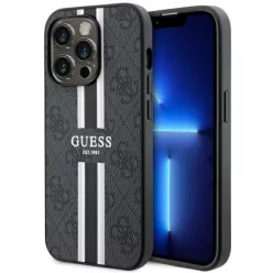   Guess GUHMP14XP4RPSK iPhone 14 Pro Max 6.7 hüvelykes fekete/fekete kemény tok 4G Nyomott Csíkok MagSafe tok