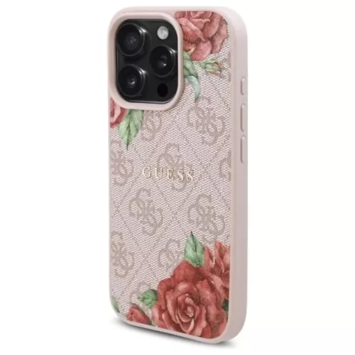 iPhone 16 Pro 6.3" rózsaszín/rózsaszín Guess GUHMP16LP4ROPEMCP keménytok 4G Flowers Print MagSafe tok