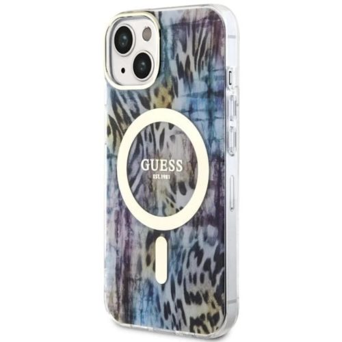 Guess Leopard MagSafe tok iPhone 14-hez - kék