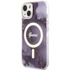 Guess GUHMP14SHTMRSU iPhone 14 6.1" lila/lila keménytok Arany Márvány MagSafe tok