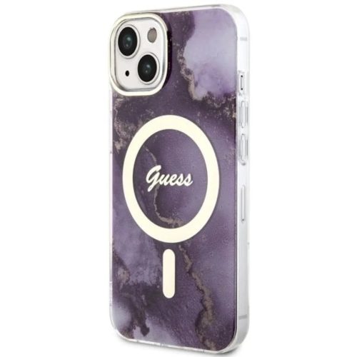 Guess GUHMP14SHTMRSU iPhone 14 6.1" lila/lila keménytok Arany Márvány MagSafe tok