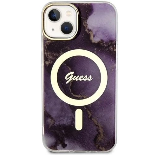 Guess GUHMP14SHTMRSU iPhone 14 6.1" lila/lila keménytok Arany Márvány MagSafe tok