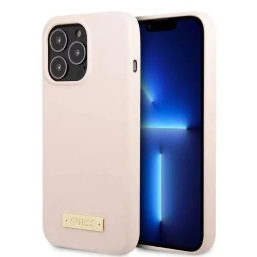 Guess GUHMP13XSPLP Guess Silicone Logo Plate MagSafe iPhone 13 Pro Max 6.7" pink/pink tok