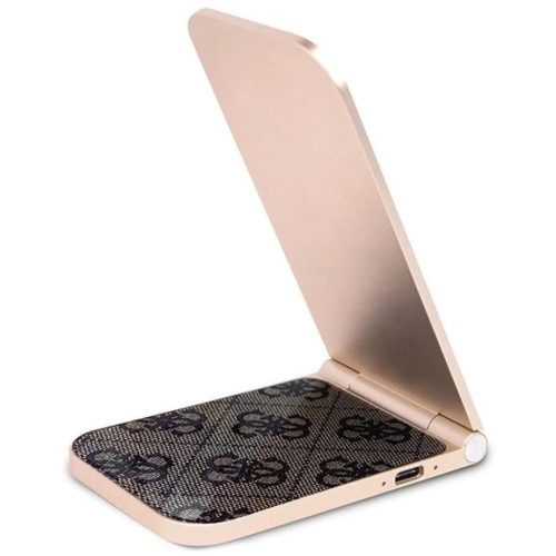 Guess 4G minta MagSafe összecsukható 2 az 1-ben 15W induktív töltő - barna